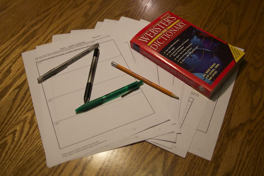 The Future Problem Solving booklet is a 13-page packet.  Students used writing utensils, dictionaries, and the knowledge they had of processed foods to complete the six-step process.