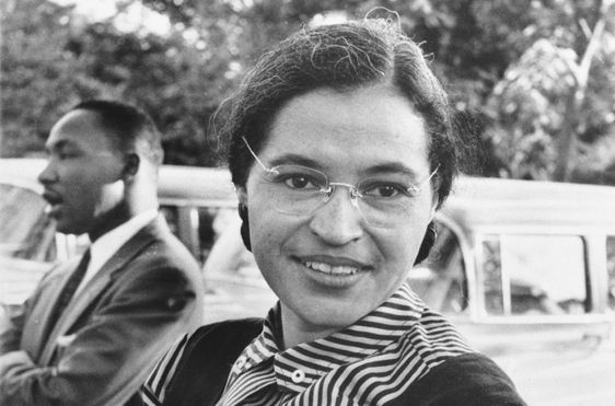 Mrs. Rosa Parks meets with the Rev. Dr. Martin Luther King Jr. in 1955. 