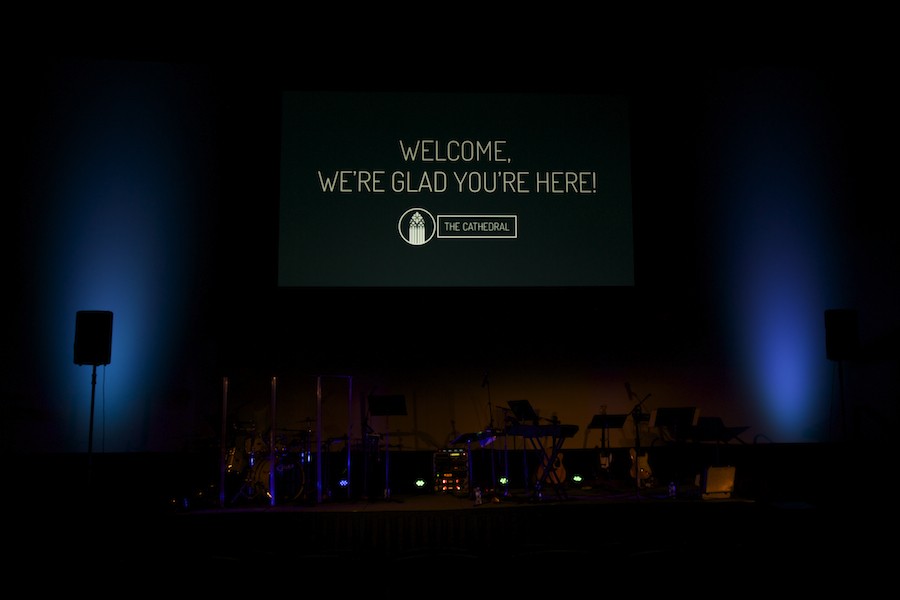 The Cathedral is a new church in Flint.  The life-giving culture the church aims to provide was demonstrated by the welcoming announcement loop.