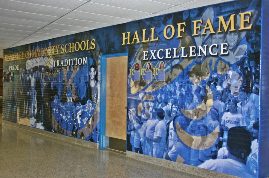 The Kearsley Hall of Fame mural was replaced April 14. This angle is from the photographer standing by the K.