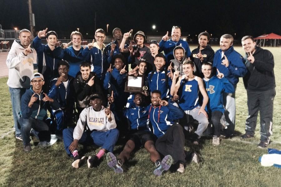 The boys track and field team took first in the league championship meet at Linden on May 21, finishing the season as co-champions with Holly.
