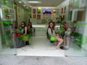 Ms. Pence takes a picture of all of us stuffing out faces at LlaoLlao.