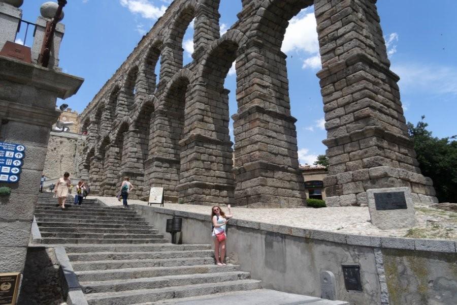 I pose for a quick picture in front of the Roman Aqueduct. 