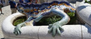 This is the statue of Gaudi's symbol; the salamander. 