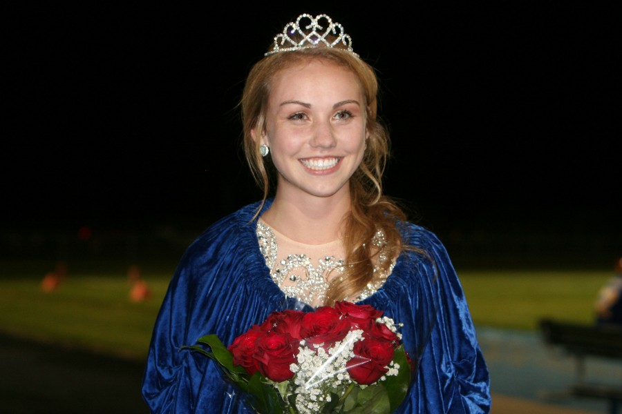 Diane Bond wears her crown after becoming queen at the homecoming game.