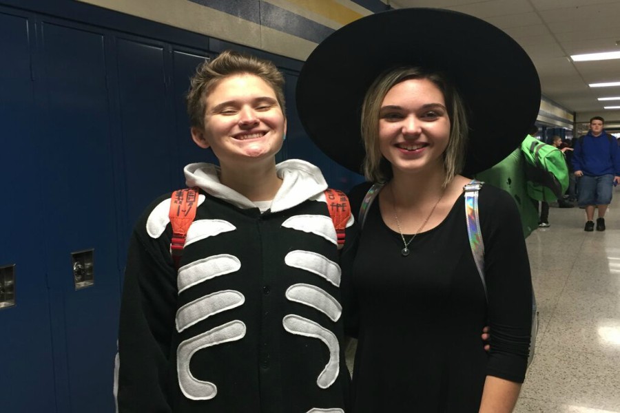 Seniors Cj Forsberg and Kaylen Lumley dress up for Halloween.