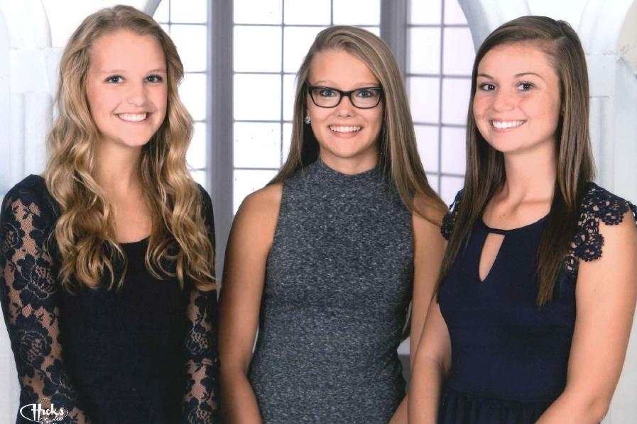 The 2015 homecoming court's junior representatives are Kayla Meyer (left), Nickole Sarginson, and Brandi Morgan.