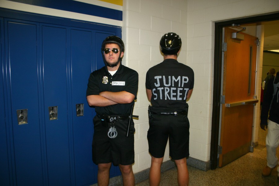 Seniors Noah Jankowski and Liam Grathoff imitate 21 Jump Street