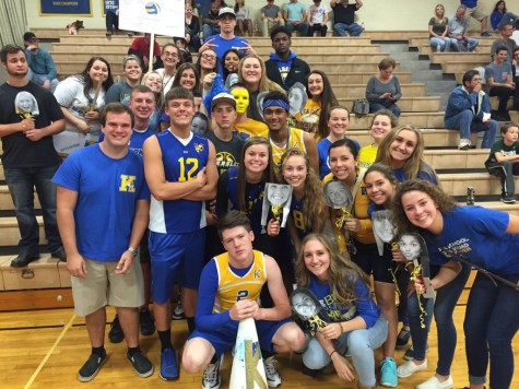 Several underclassmen cheered along side upperclassmen at the varsity volleyball district game.