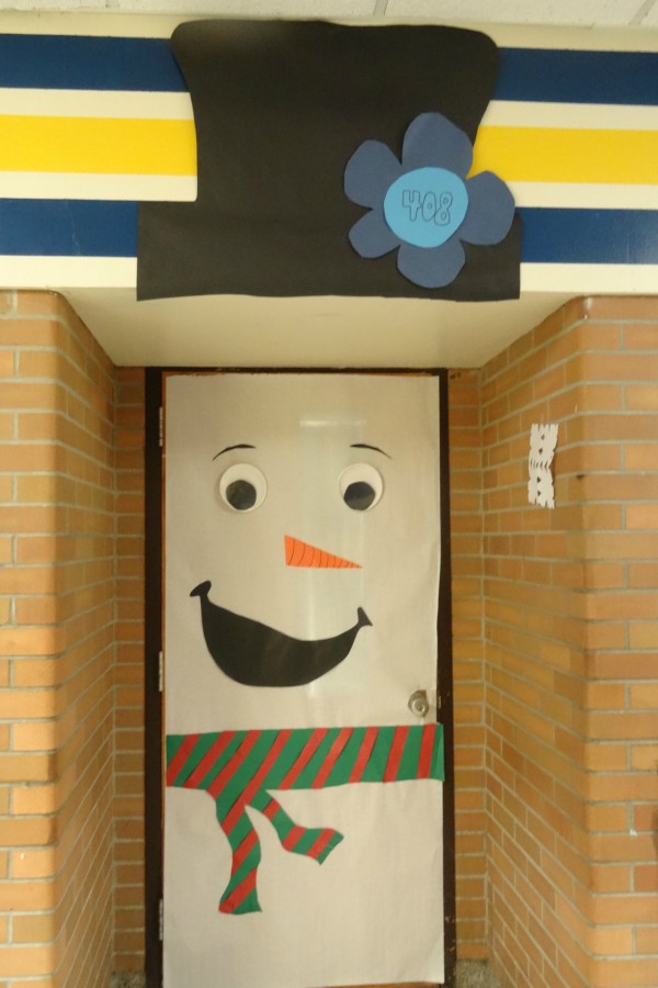 Mrs. Kim Loyer designs her door after Frosty.