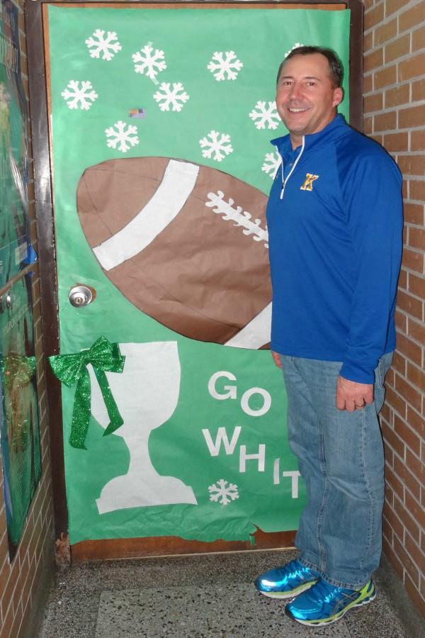 Mr. Andy Nester supports his favorite team on his door.