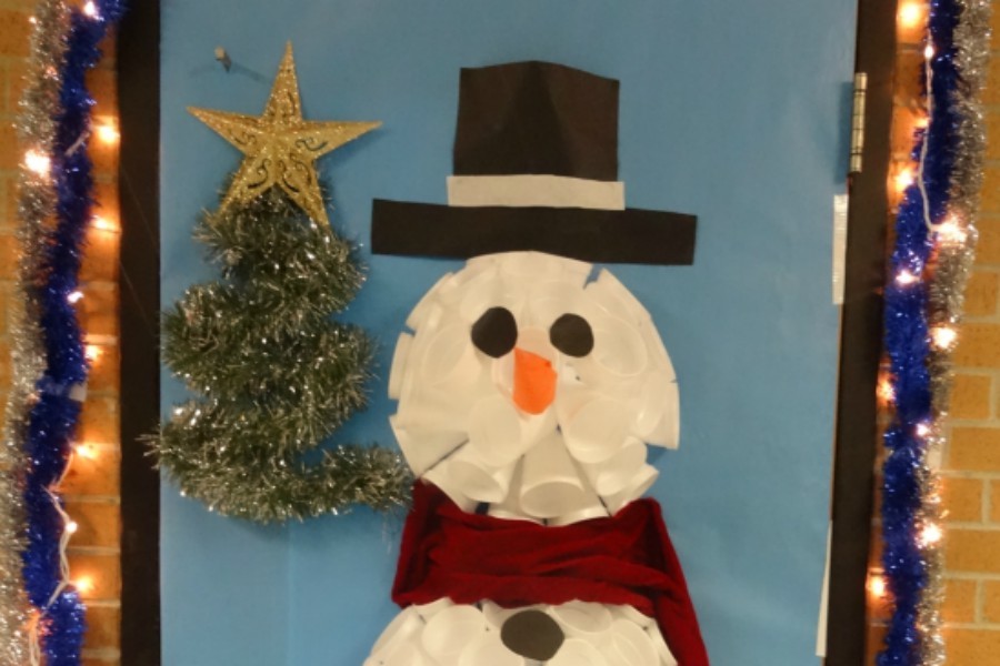 Ms. Tompkins door features a snowman.