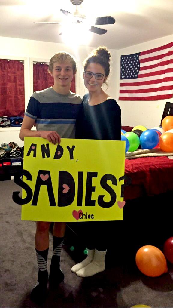 Sophomore Andy Ruhstorfer says yes to Sadies with freshman Chloe Vollmar