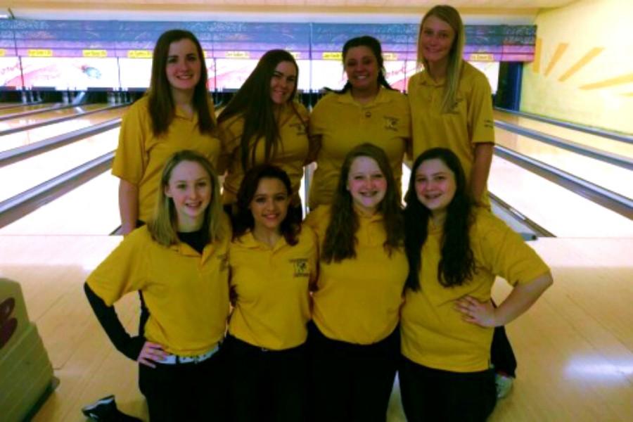 The+girls+bowling+team+at+the+MHSAA+Division+2+regional+on+Friday%2C+Feb.+26.