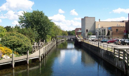 A scenic view of the Boardmen River which runs through Traverse City.