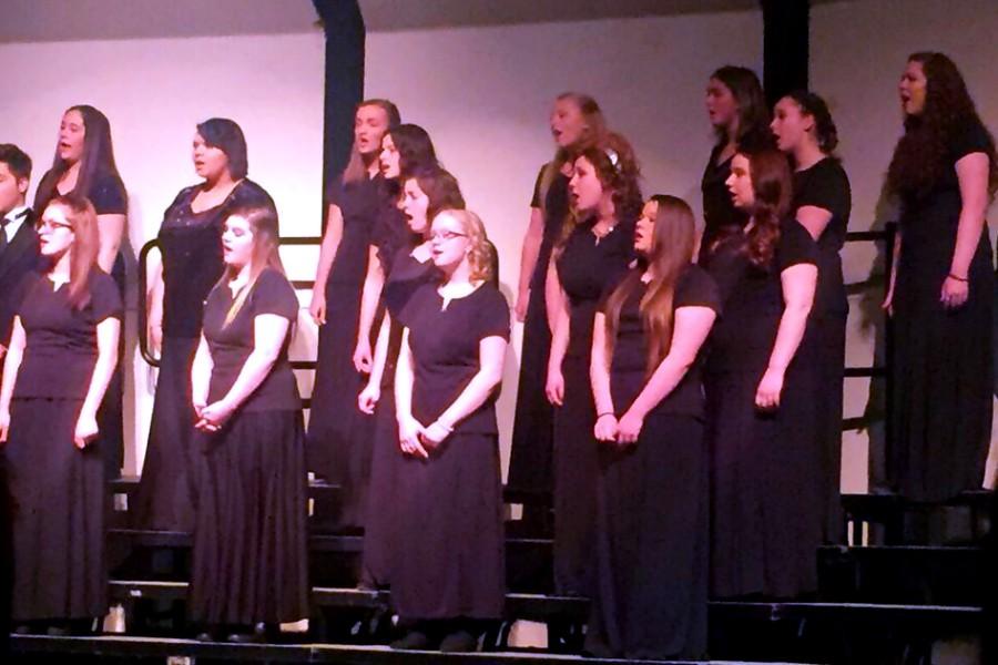 Members of the A Capella choir sing at the pre-festival concert Wednesday, March 2.