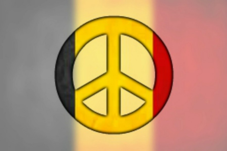 The Belgian flag mixed with a peace sign.