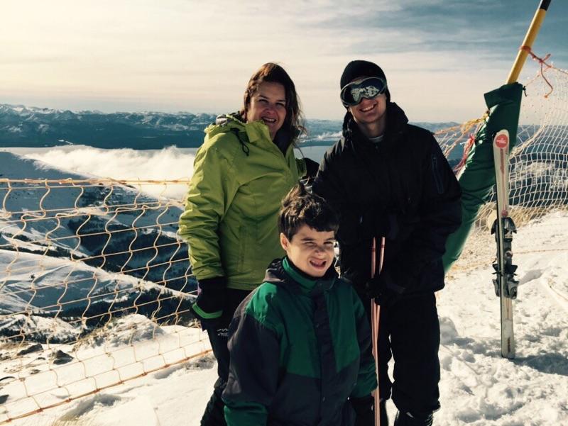 Senior Igor Guerra Perez (right) skiing with his mother, Luciana, and brother, 
