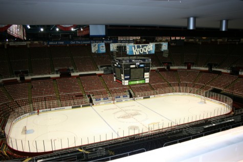 The ice rink from the press box.