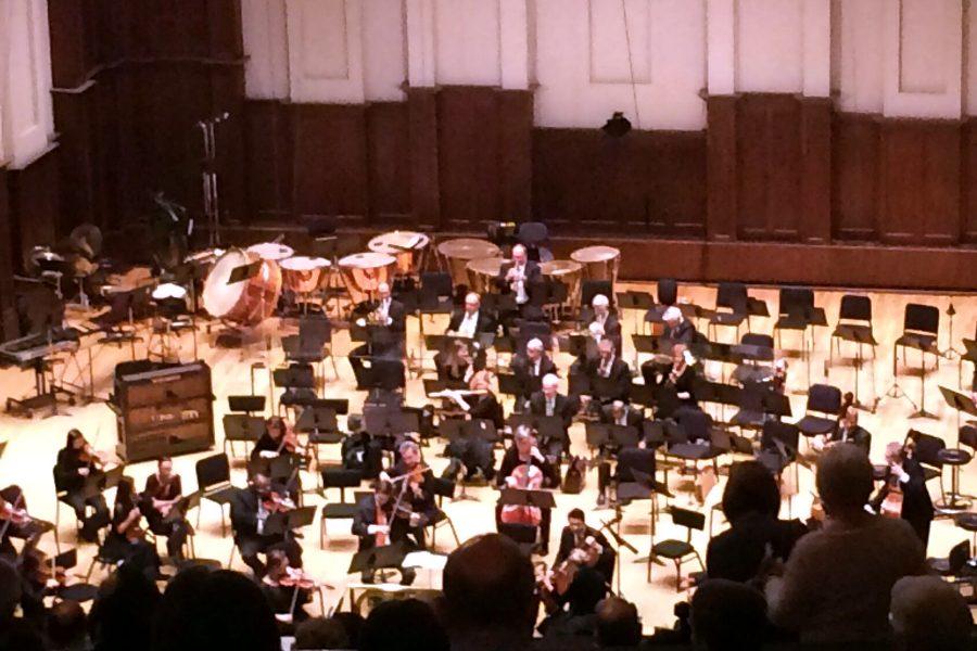 The Detroit Symphony Orchestra warms up before its performance Sunday, April 24.