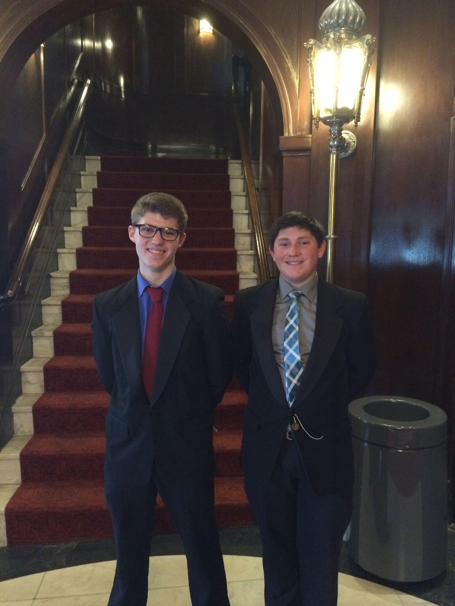 Band members Ryan Thomas and Andrew Flynn, both juniors and members of The Eclipse staff, enjoy the beauty of Orchestra Hall in Detroit.