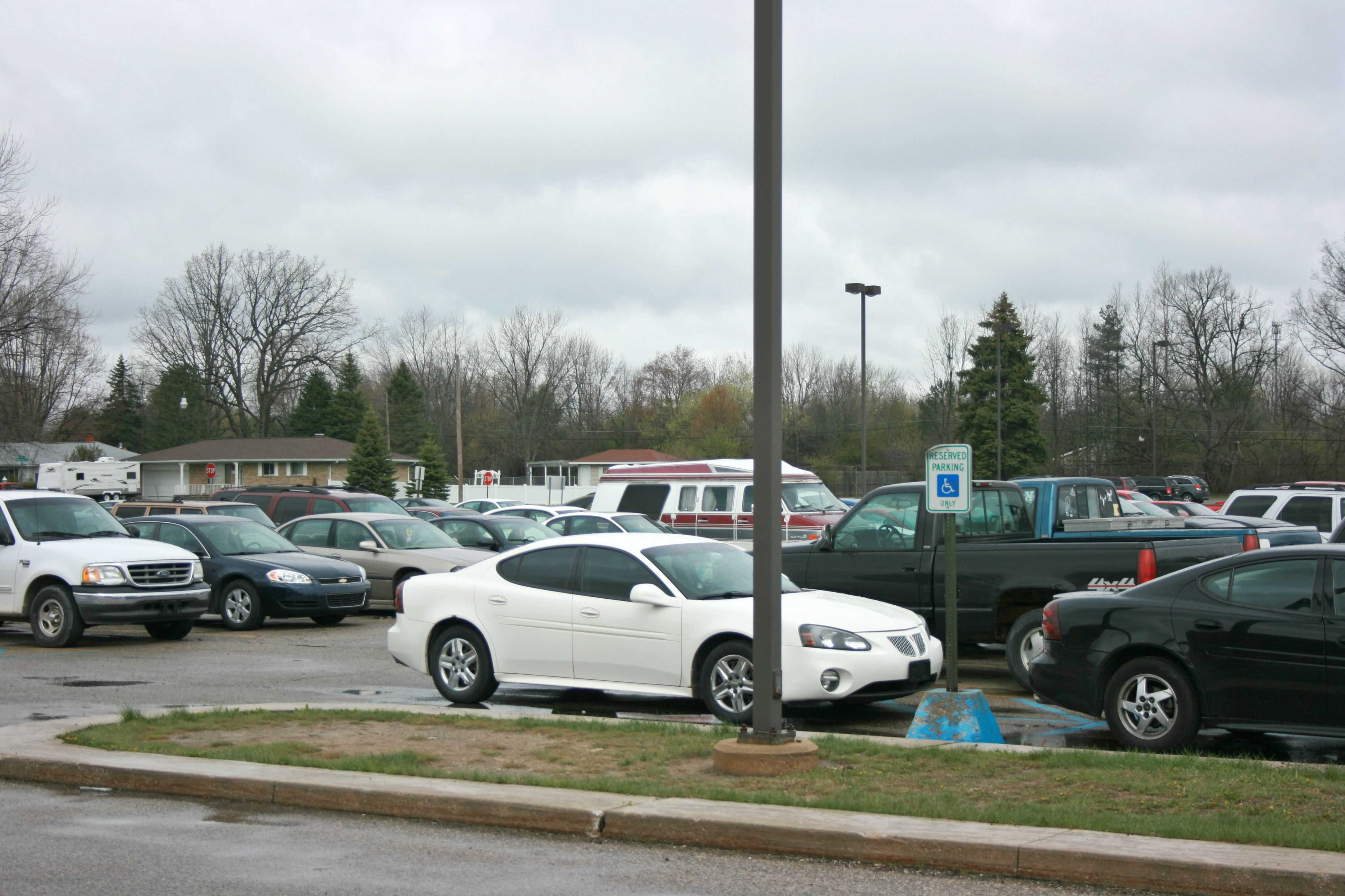 The student parking lot is full Friday, April 29, which is the day before prom.