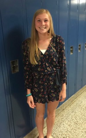 Sophomore Madison Jordan wears a floral rompers as a causal outfit on a hot day.