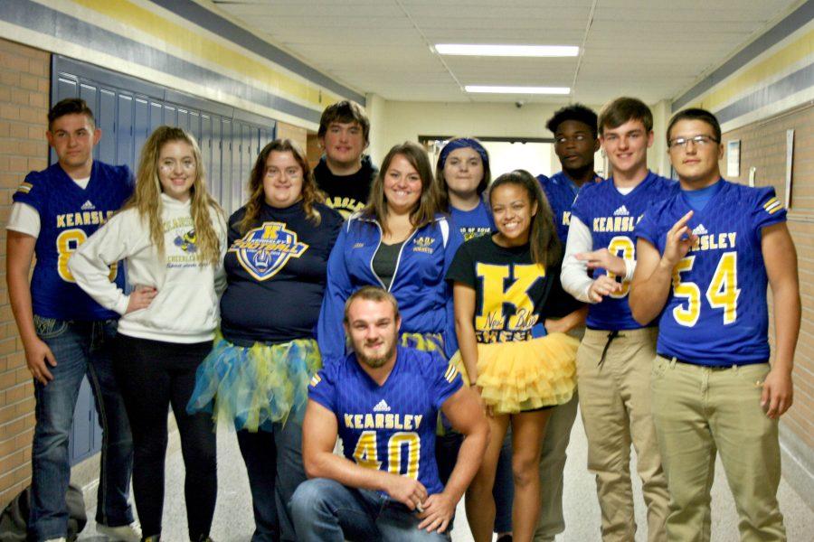 A group of juniors and seniors support their school during Blue and Gold Day. 