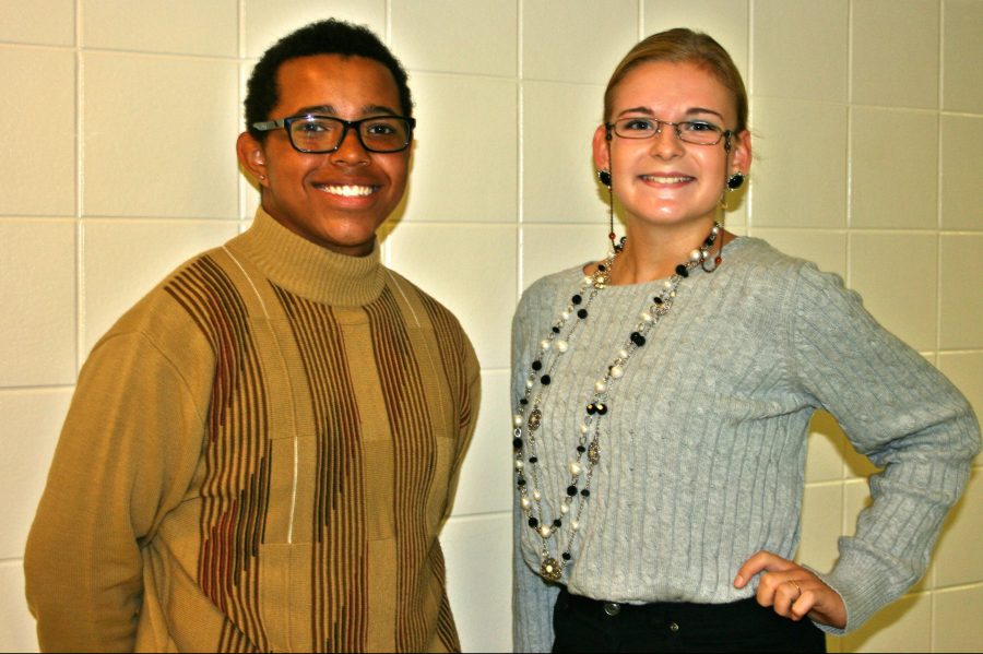 Sophomores Levi Potter and Mallory Simms show their spirit for grandparents day.