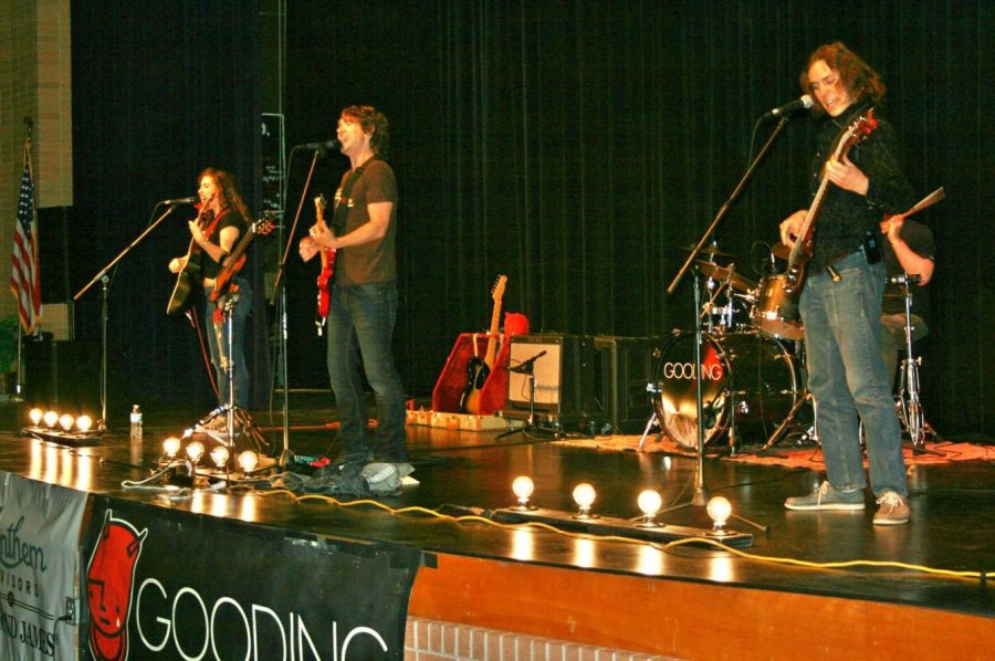 Students learn about financial literacy through the songs of the band Gooding. The concert was in the auditorium Thursday, April 27.
