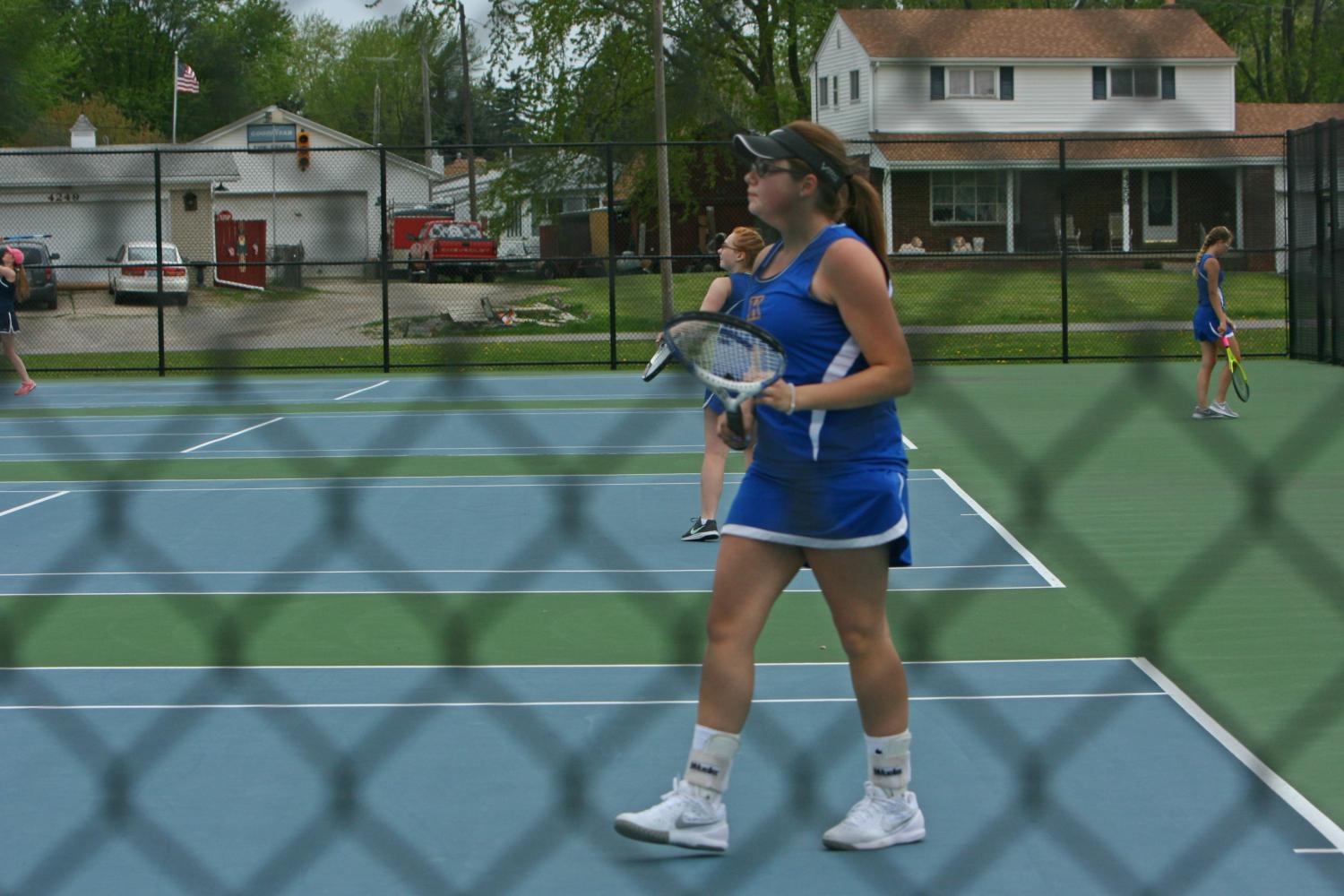 No. 1 singles player Stephanie Lane won her match against Owosso 6-4, 6-2 on Friday, April 28, as part of the K-O Clash.