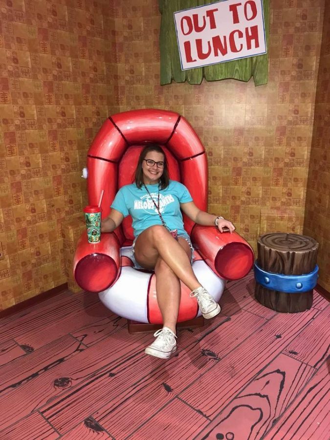 Senior Lauren Pariseau sits in the SpongeBob seat at her favorite spot.