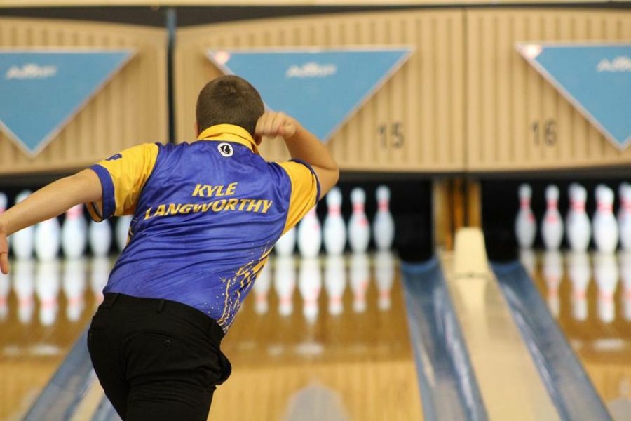 Junior Kyle Langworthy bowls in a match earlier in the season. Langworthy led the Hornets at the MHSAA Division 2 state final Friday, March 2.