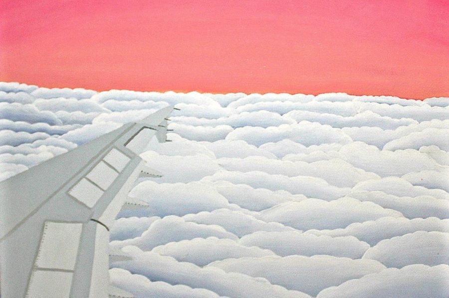 Senior Zoe Zaravelis painted a landscape composition of a picture she took outside her airplane window on her way to Greece to visit family. Zaravelis used acrylic and gel paint. 