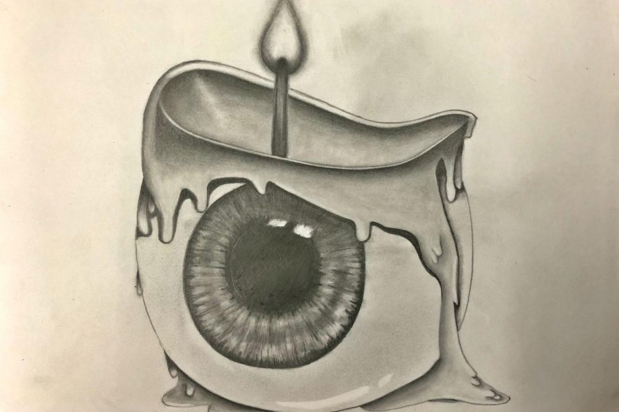 This composition was created by sophomore Erika Beck. Beck made this piece during draw and paint class using graphite.