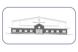 This is the architects rendition of the front of Kearsley High School after construction is completed.