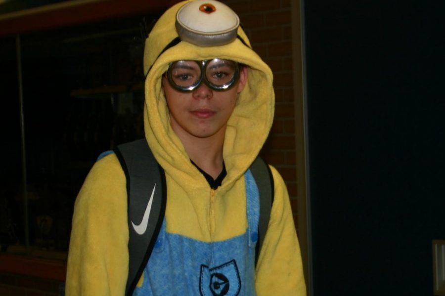Sophomore Ryan Lamb dresses as a minion  for Halloween.
