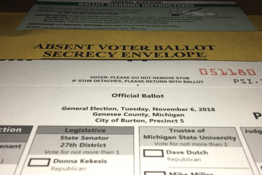 This absentee ballot is for the general election Tuesday, Nov. 6. Even though some Kearsley seniors are eligible to vote, most are not registered.