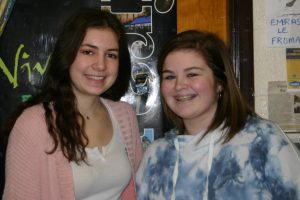 Senior Valerie Entnenmann (left), German exchange student, hangs out with her best friend Madison Alpin, junior, in French class, where they first met.