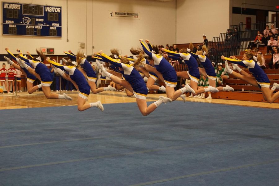 The+competitive+cheer+team+took+second+at+the+Hornet+Invitational+on++Saturday%2C+Feb.+2.