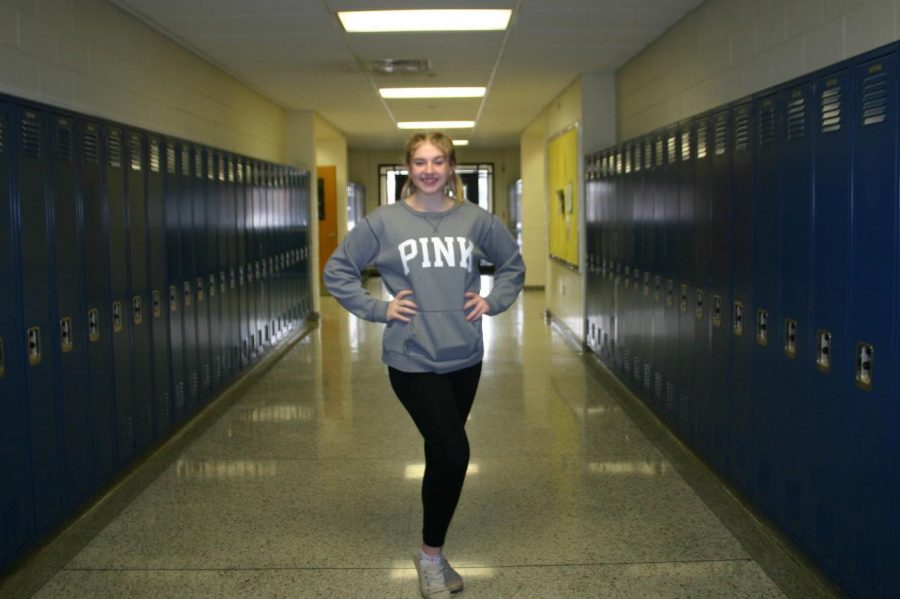 Senior Madison Krienbrink poses for a picture in her comfy but fashionable attire