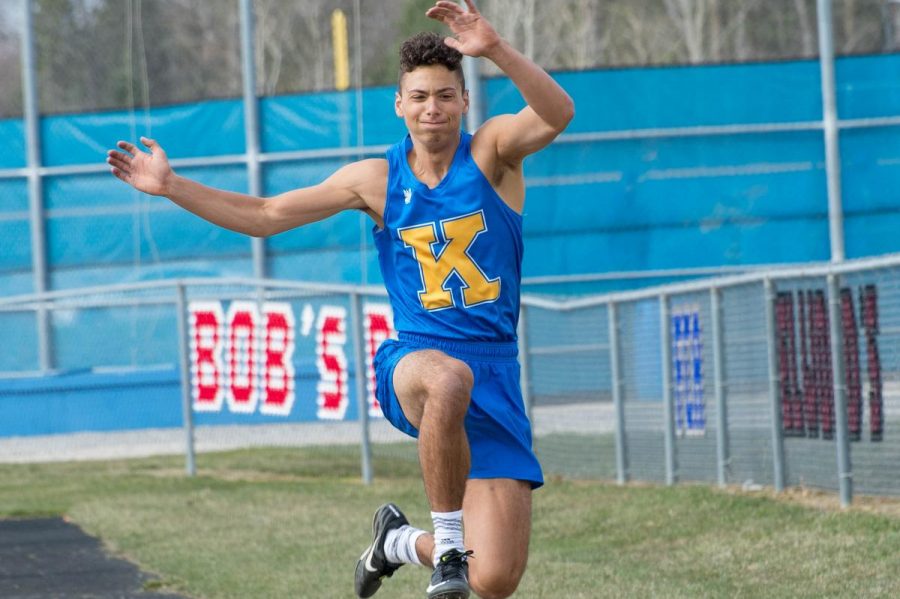 Sophomore Braylon Silvas long jumps during his freshman track season.
