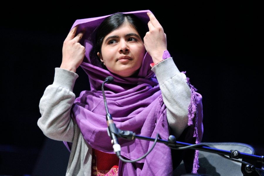 Miss Malala Yousafzai makes a presentation at the Women of the World event where she talked about gender inequality and the change required to help females.