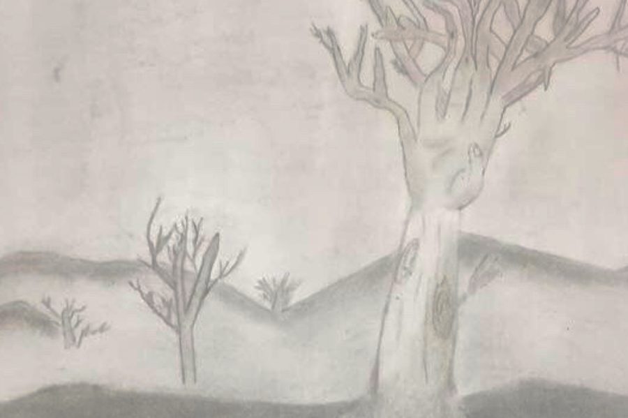 Allison DePottey, senior, used graphite to create this piece for her Draw and Paint class. She calls the piece Hands.