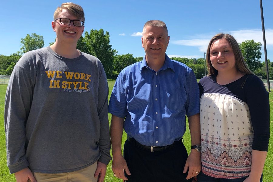 Junior Connor Earegood (left)  and junior Elizabeth Taylor (right) will take on new roles for The Eclipse next year. Mr. Darrick Puffer, adviser, is retiring this year.