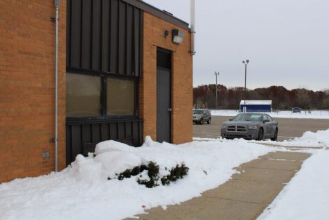 A picture outside the building after the Michigan snow storm.