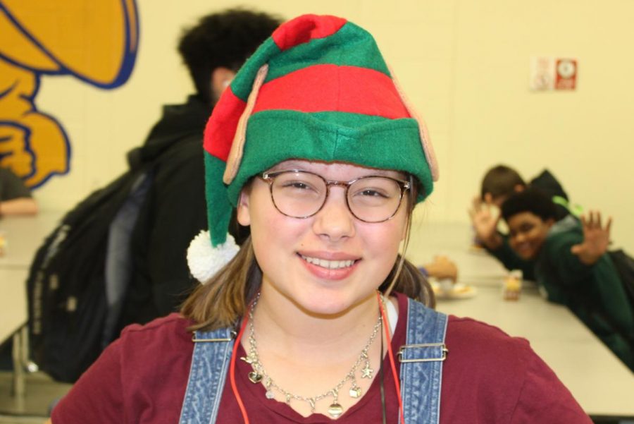 Sophomore Lauren Rice wore an elf hat to school for Christmas hat day Tuesday, Dec. 17.