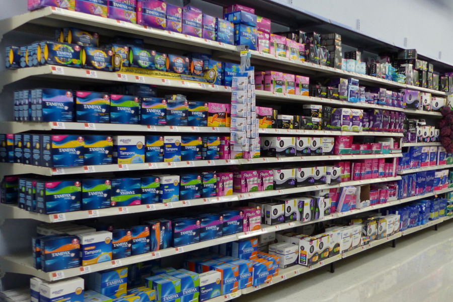 Feminine products aisle in Walmart