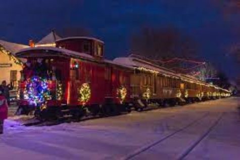The train at Crossroads Village & Huckleberry Railroads during Christmas.