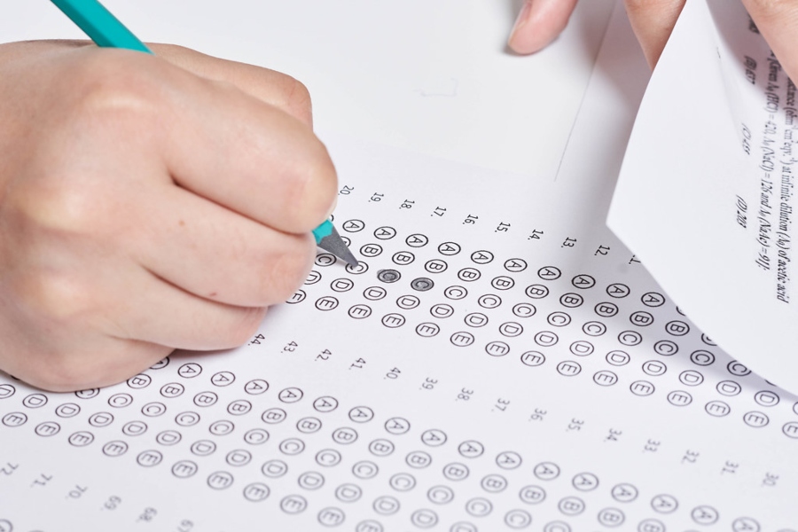 SAT scantron being bubbled in